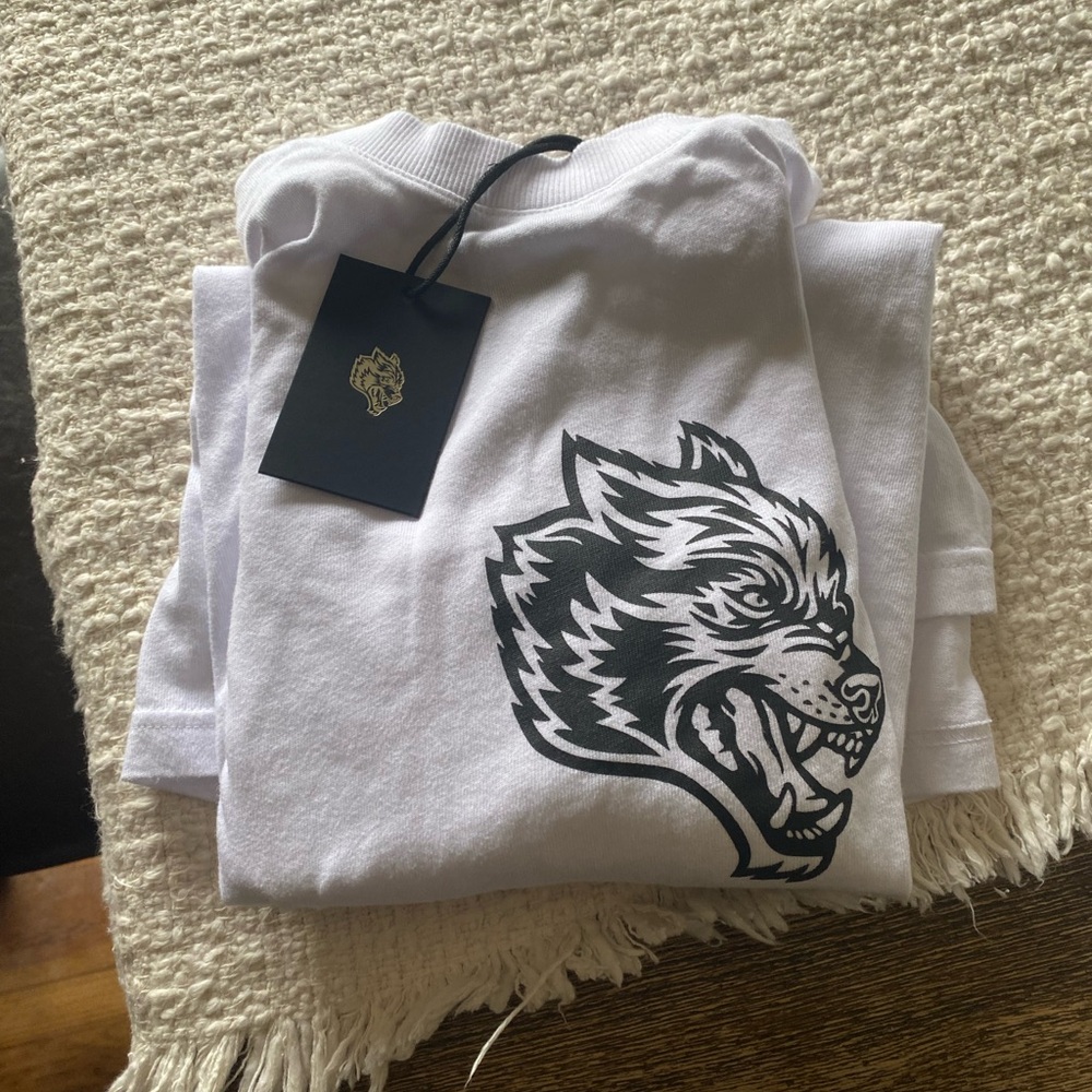 White T-Shirt with Wolf Graphic